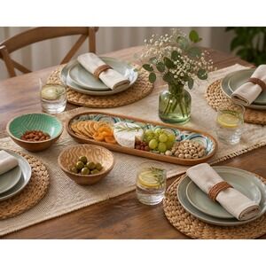 Mesa Inspired Living Mango Wood 4-Piece Serving Set 3 Bowls & Tray Party NIB NWT